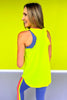 SSYS Lime Ruffle Racerback Honeycomb Active Tank Top