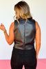 Black Faux Leather Button Front Vest