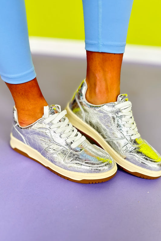 Silver Metallic Finish Sneakers