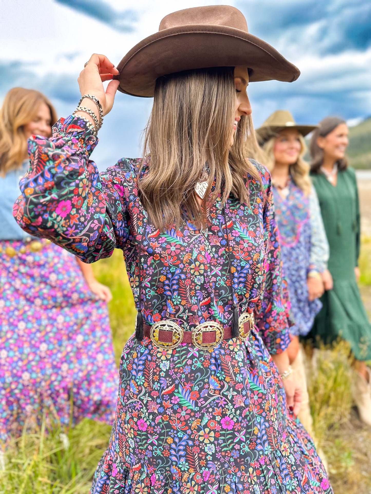Dark Brown Concho Band Cowboy Hat