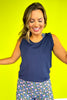 SSYS Navy Ruffle Racerback Honeycomb Active Tank Top