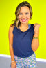 SSYS Navy Ruffle Racerback Honeycomb Active Tank Top