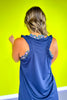 SSYS Navy Ruffle Racerback Honeycomb Active Tank Top