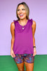 SSYS Ruffle Twist Back Honeycomb Active Tank In Purple