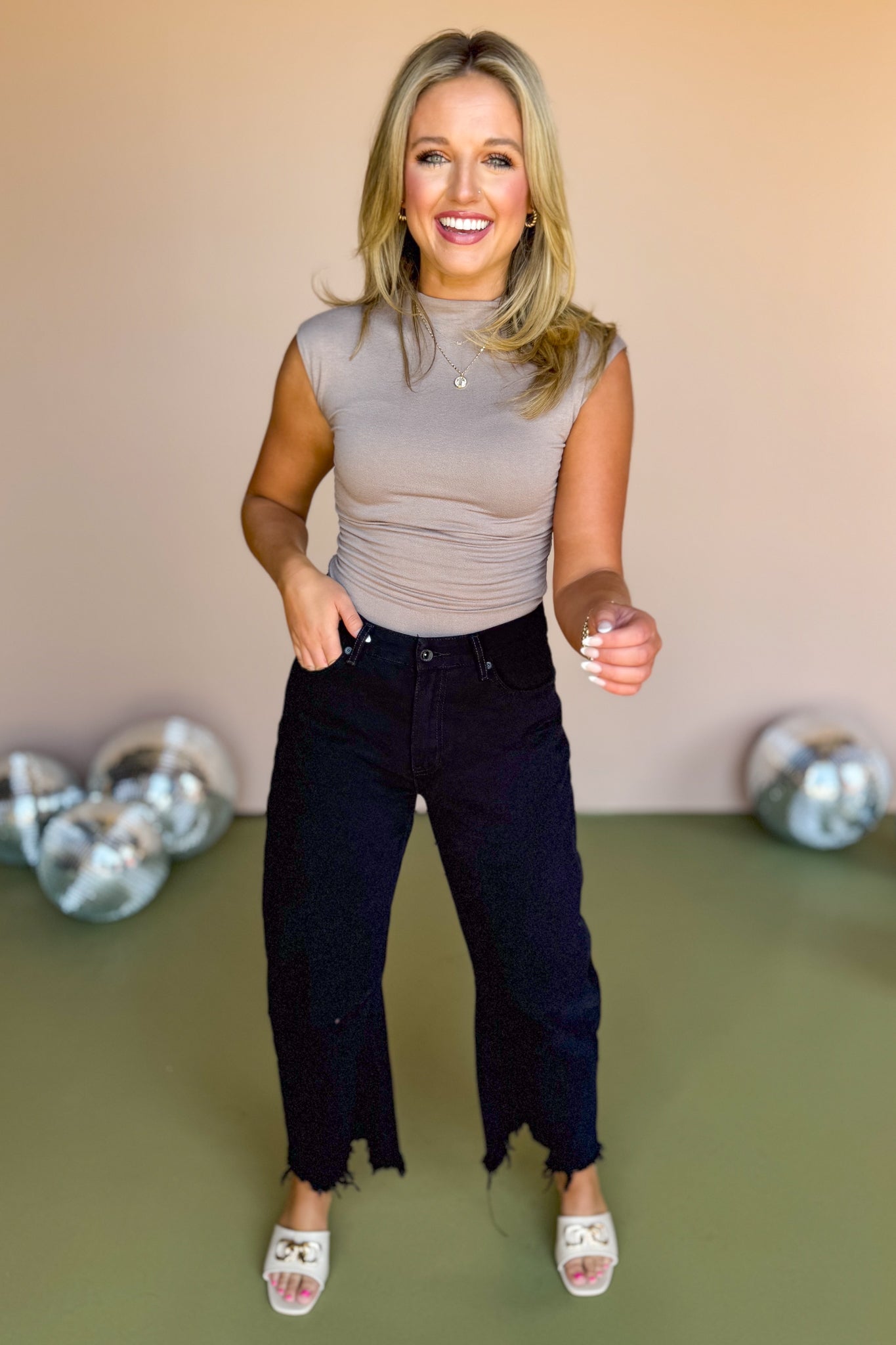 Taupe Knit Funnel Neck Scrunch Top, must have top, must have style, fall style, fall fashion, elevated style, elevated top, mom style, shop style your senses by mallory fitzsimmons, ssys by mallory fitzsimmons