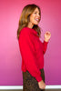 SSYS Farrah Bandana Long Sleeve Sweater In Red