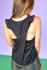 SSYS Ruffle Twist Back Honeycomb Active Tank In Black