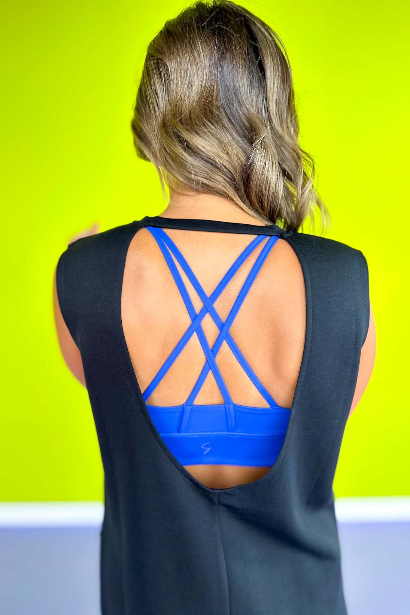 SSYS Open Back Sleeveless Active Air Top In Black