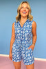 SSYS Millie Sleeveless Pajama Short Set In Blue Jars