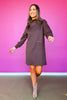 SSYS Tillson Horsebit Quilted Suede Trim Long Sleeve Dress In Brown