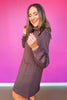 SSYS Tillson Horsebit Quilted Suede Trim Long Sleeve Dress In Brown
