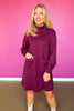 SSYS Tillson Horsebit Quilted Suede Trim Long Sleeve Dress In Maroon