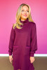 SSYS Tillson Horsebit Quilted Suede Trim Long Sleeve Dress In Maroon