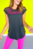 SSYS Short Sleeve Mesh Active Top In Black