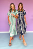 Navy Printed Smock Front Yoke Short Puff Sleeve Midi Dress
