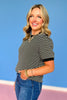 SSYS Teagan Striped Short Sleeve Top In Black
