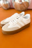 White Multi Stripe Detail Rubber Platform Sneakers