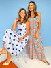 Blue Multi Floral Bow Front Detail Jumpsuit