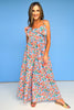 Blue Multi Floral Bow Front Detail Jumpsuit