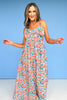 Blue Multi Floral Bow Front Detail Jumpsuit
