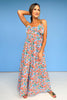 Blue Multi Floral Bow Front Detail Jumpsuit