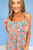 Blue Multi Floral Bow Front Detail Jumpsuit