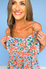 Blue Multi Floral Bow Front Detail Jumpsuit