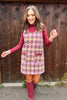 SSYS Anna Kate Tweed Jumper Dress In Maroon Multi