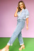 Vervet High Rise Tab Waistband Cuffed Slim Wide Jeans
