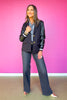 SSYS Arlene Mixed Media Varsity Blazer In Black