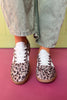 Beige Animal Print Double Stripe Rubber Bottom Sneakers