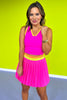 SSYS Pink Lime Orange Trim V Neck Padded Tank Top