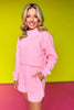 SSYS Wesley Mock Neck Pullover Shorts Set In Pink