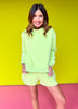 SSYS Wesley Mock Neck Pullover Shorts Set In Lime *FINAL SALE*