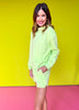 SSYS Wesley Mock Neck Pullover Shorts Set In Lime