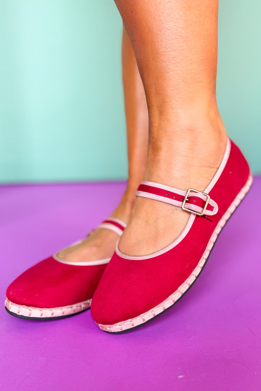 Red Suede Maryjane Shoes