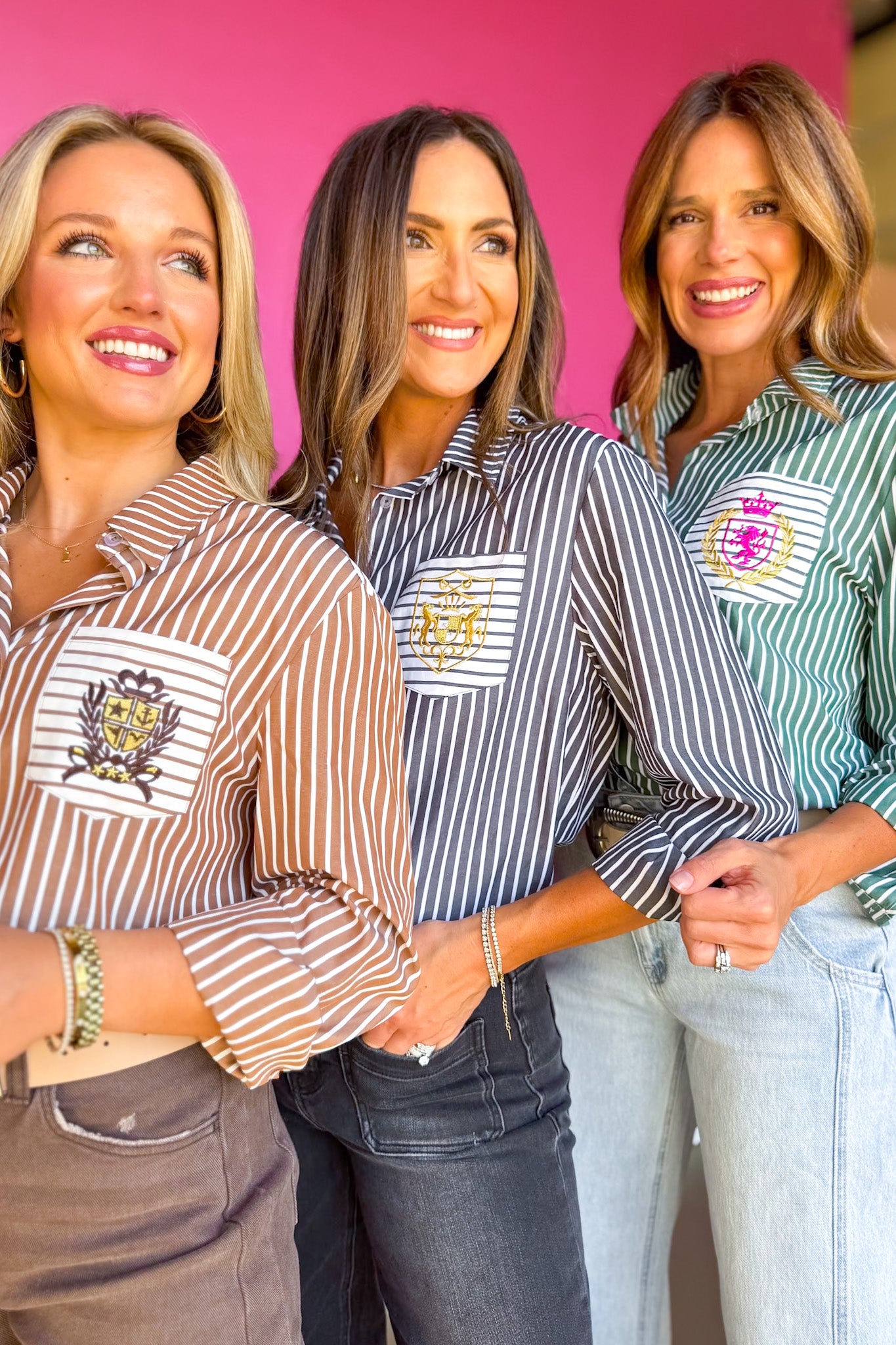 SSYS Collette Poplin Stripe Embroidery Top In Brown