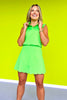 SSYS Neon Green Sleeveless Polo Scallop Skort Pickleball Set