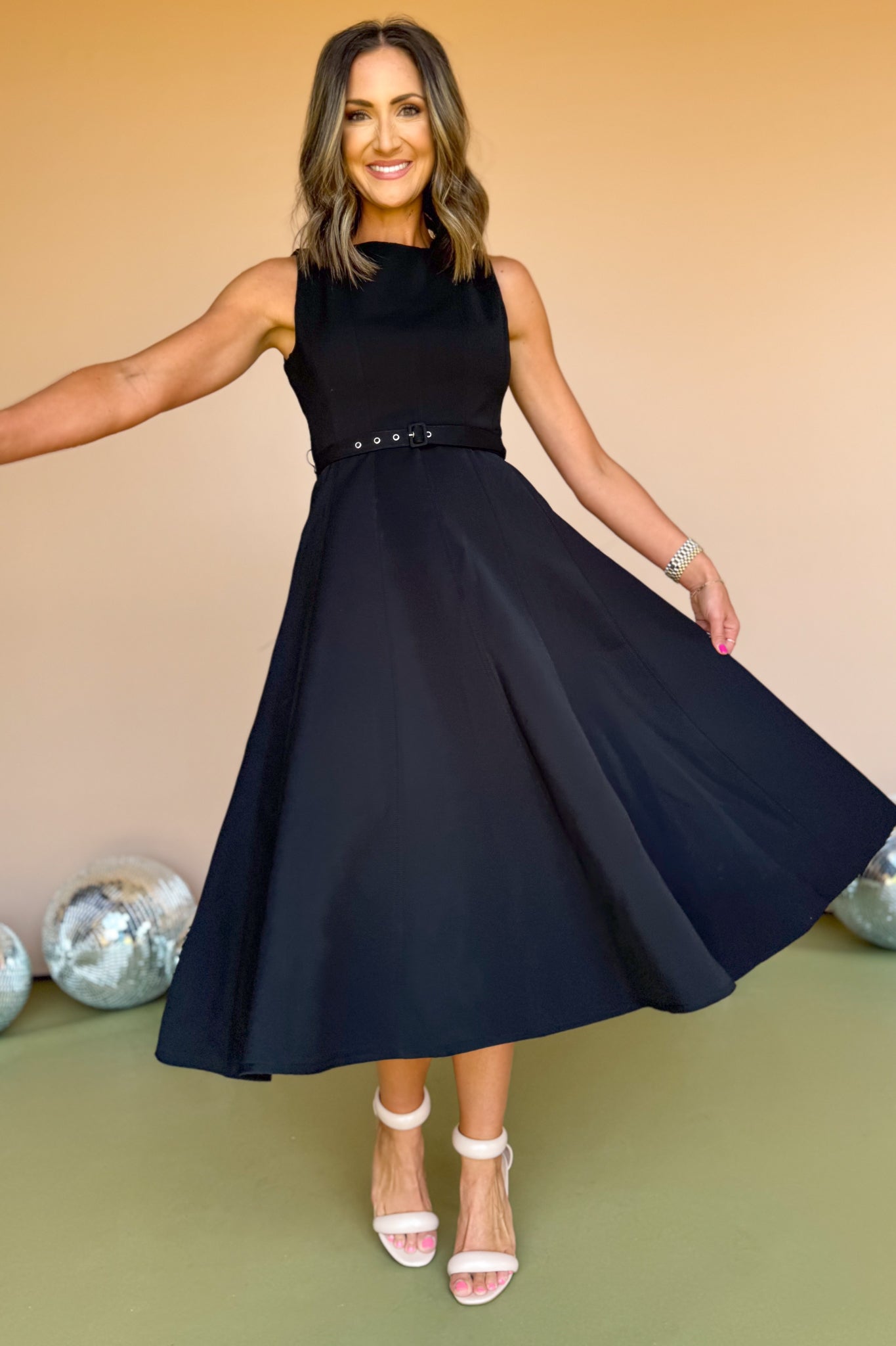 Flared skirt midi dress hotsell