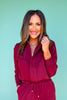 SSYS Elaina Zip Bomber Jacket In Maroon