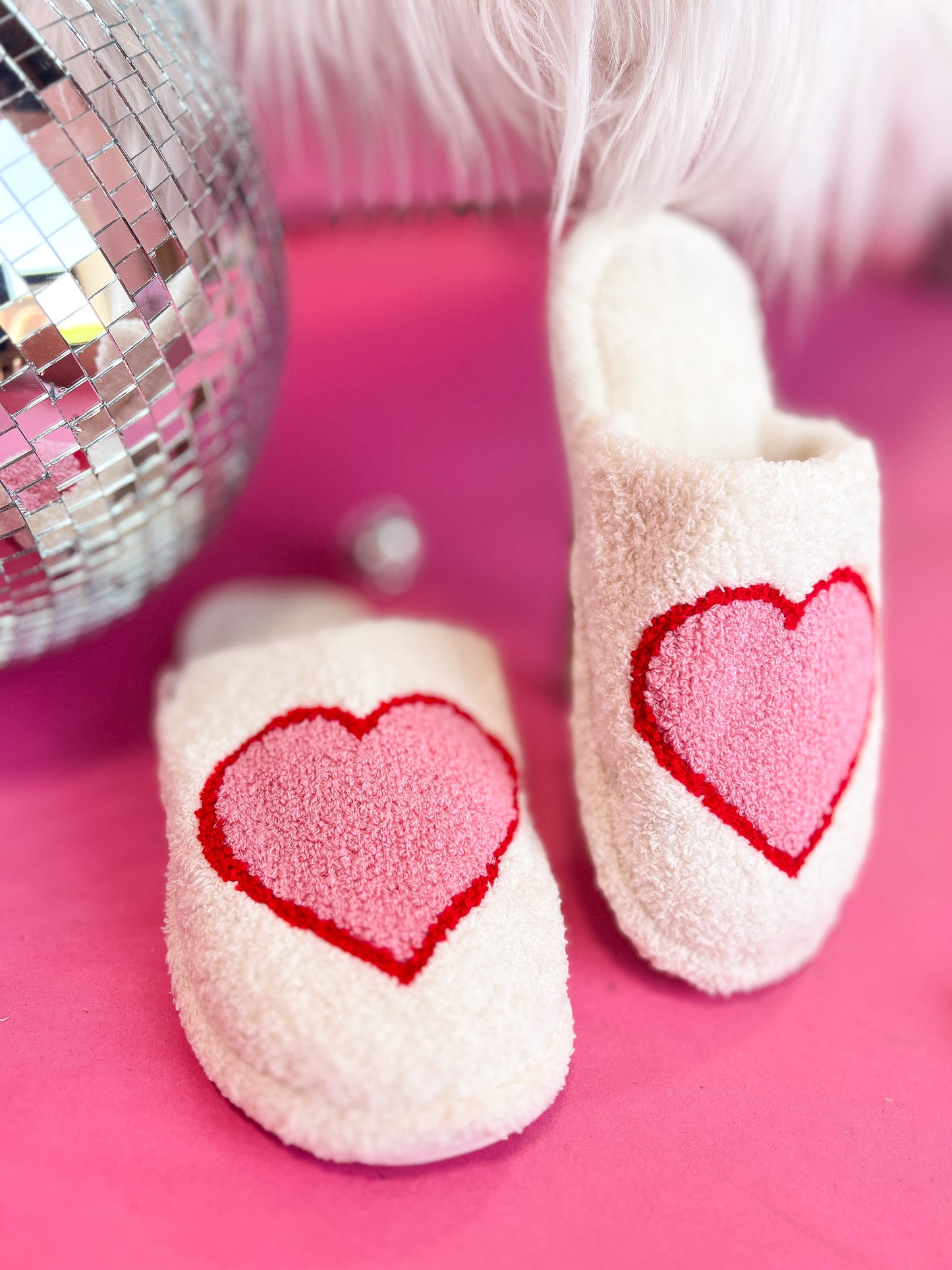 Ivory Pink Heart Cozy Slippers, shoes, slippers, shop style your senses by mallory fitzsimmons