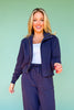 SSYS Elaina Zip Bomber Jacket In Navy