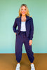 SSYS Elaina Zip Bomber Jacket In Navy
