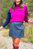 SSYS Lane Colorblock Sweater In Raspberry