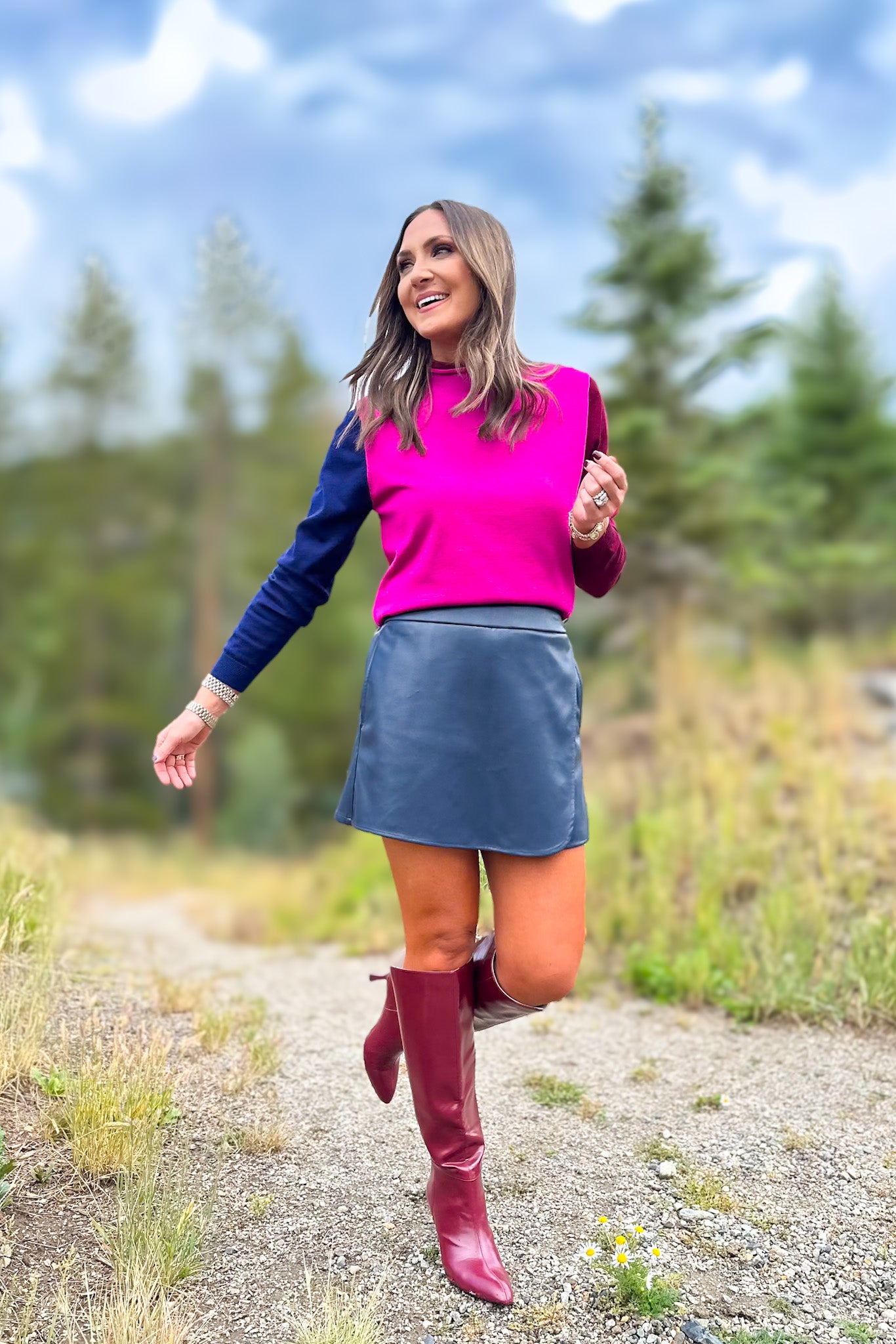 SSYS Lindsey Faux Leather Skort In Navy