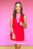 SSYS Celine Red Pink Poplin Sleeveless Dress