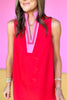 SSYS Celine Red Pink Poplin Sleeveless Dress
