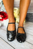 Black Sequin Detail Ballet Flats