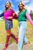 SSYS Lane Colorblock Sweater In Raspberry