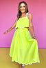 Lime Pleat Front Scallop Hem Midi Skirt *FINAL SALE*